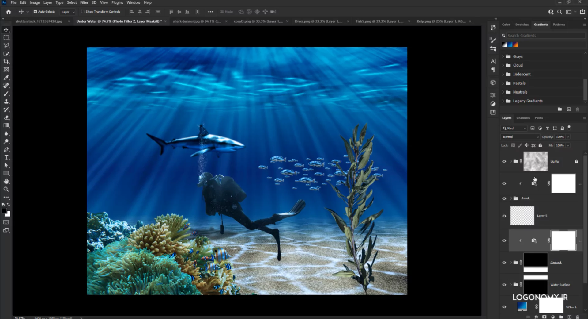 آموزش طراحی والپیپر زیر آب با نرم افزار فتوشاپ (Photoshop)